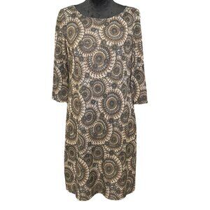 💖Nine West Women's Hypnotic Swirl Pattern Shift Dress - 3/4 Sleeve Size M